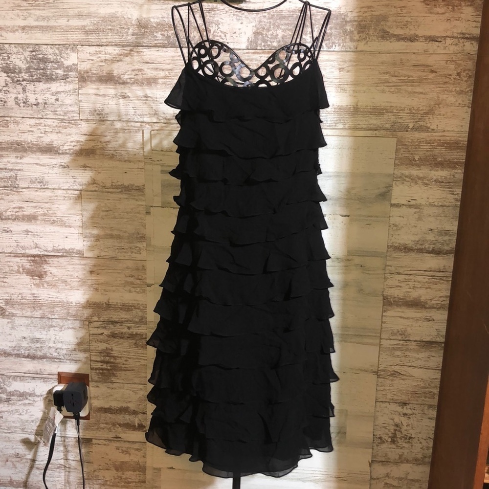 Lauren Ralph Lauren 90s Vintage Little Black Dress Ruffle Dress 1990s Women's​​ - Picture 4 of 10
